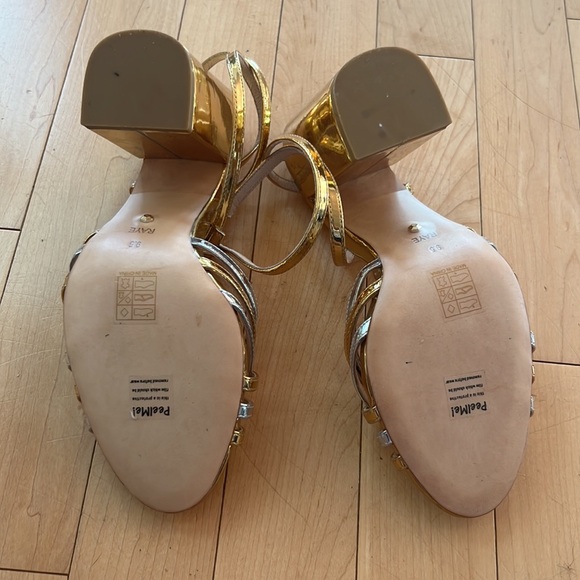 Gold and silver never worn RAYE block heels - Picture 3 of 4
